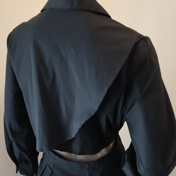 Veronica Beard Polina Black Dress Open Drape Back Cotton Shirt Dress Size 10 - Picture 5 of 9